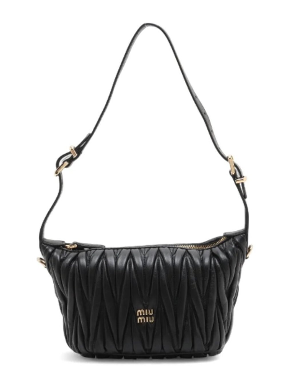 Miu Miu Matelasse Leather Shoulder Bag Black
